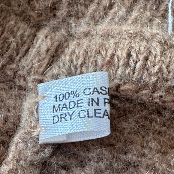 PORTOLANO 100% Cashmere Poncho Sweater Taupe Bow Mock Neck‎ - Picture 6 of 9